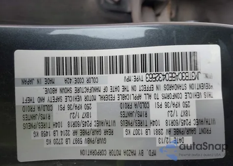 2014 Mazda Cx-9 Touring из США, поврежденный, VIN JM3TB3CA5E0432563